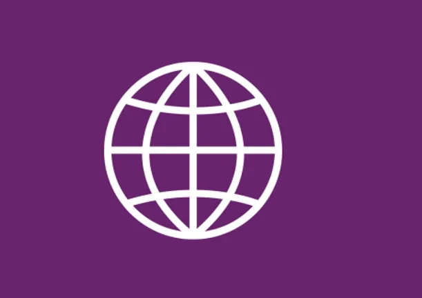 Globe icon on purple background