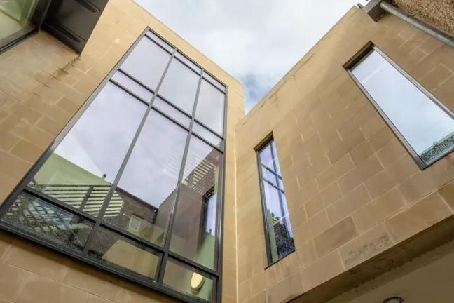 glass front building