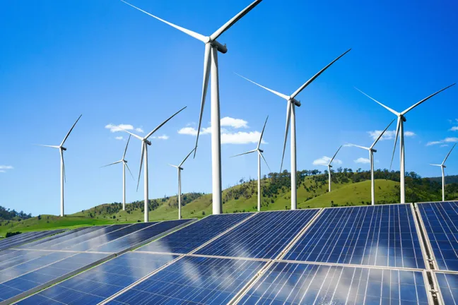 Solar panel and wind turbine