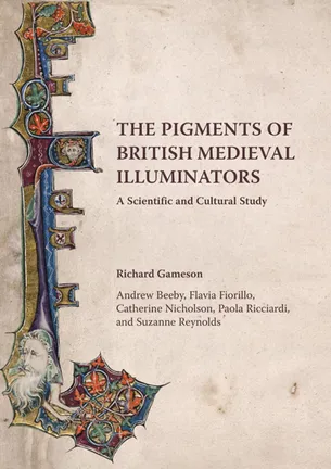 A parchment coloured background featuring a colourful manuscript initial.