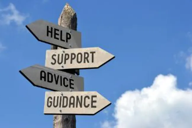 Signpost showing help, support, advice, guidance