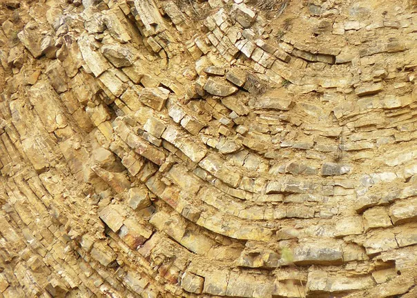 limestone quarry, a wall of stones