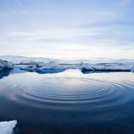 Sea water surrounded by ice