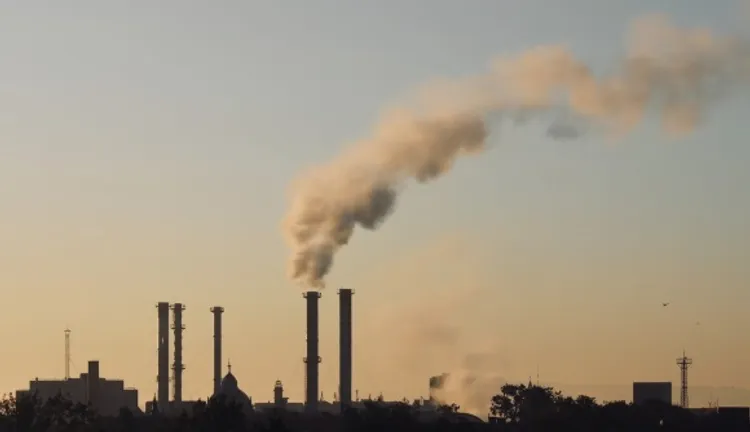 Industrial Pollution emitting from chimneys