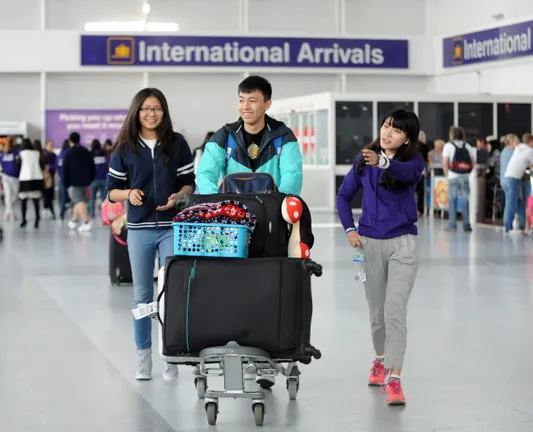 International students arriving at Newcastle Airport