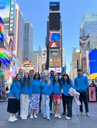 Durham Venture School cohort in Times Square, New York