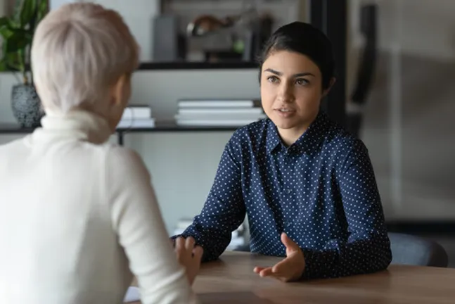 Two people having a conversation