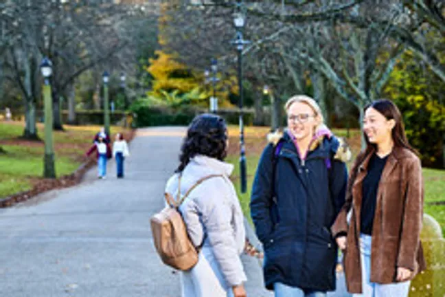 Students walking near college