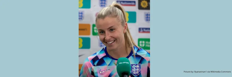 England footballer Leah Williamson talking at a press conference