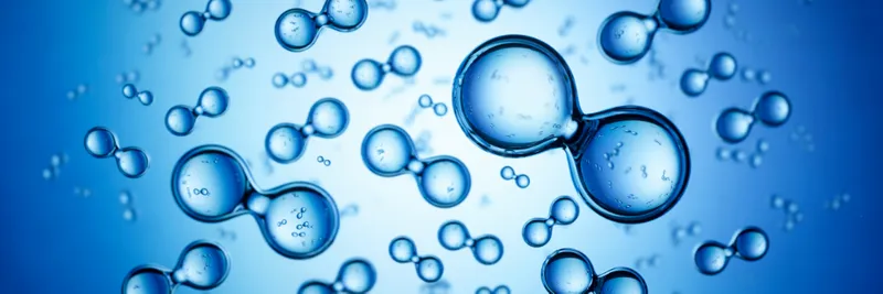 Blue water-like bubbles of different sizes