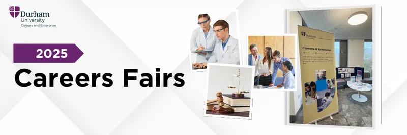 A graphic displaying 'Careers Fairs' in bold black font, with '2025' in a purple arrow above