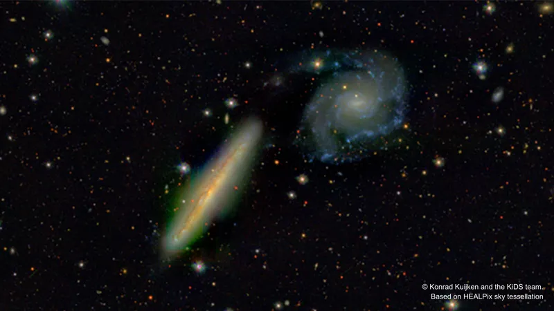 The Kilo-Degree Survey has taken images of 41 million galaxies in its eight years of observation. This image shows a section of the data set.