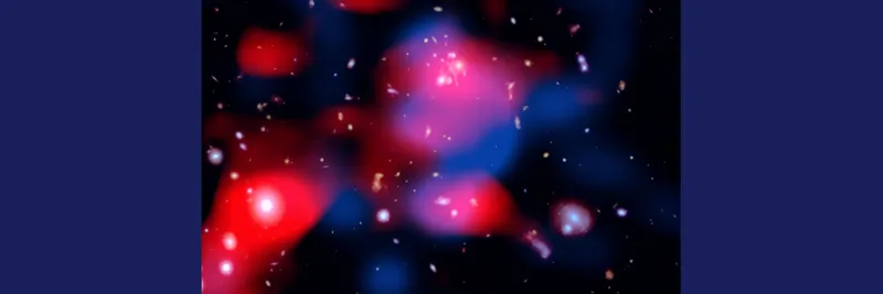 The mini-halo depicted in tones of pink and blue in a dark starry sky