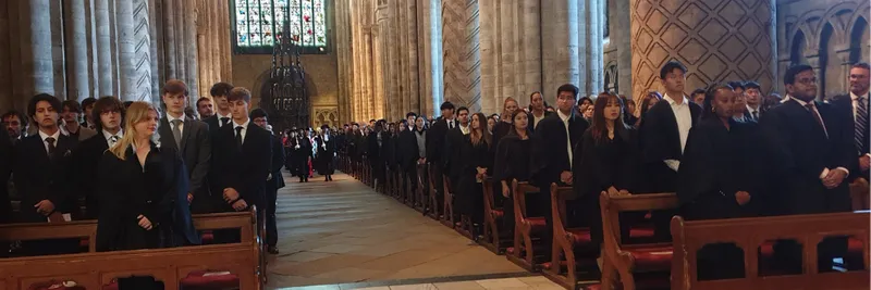 Students standing in the Cathedral