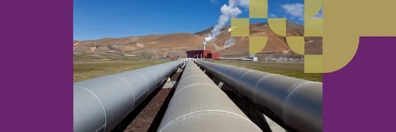 Three pipes running towards Geothermal Plant