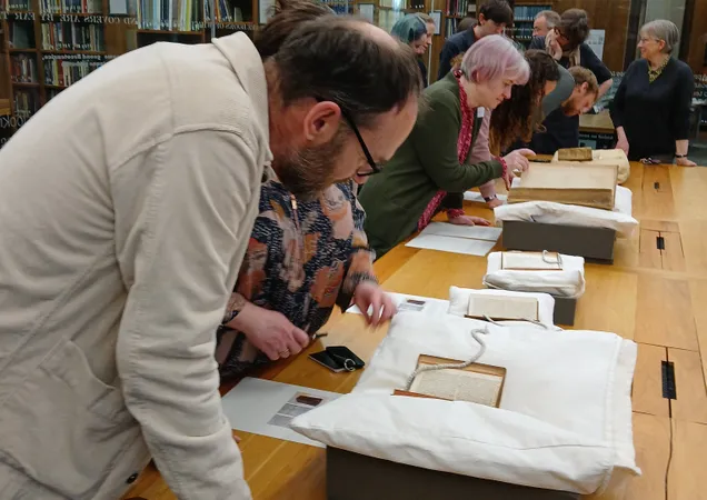 Scholars viewing the Montaigne Collection at PGL in 2025