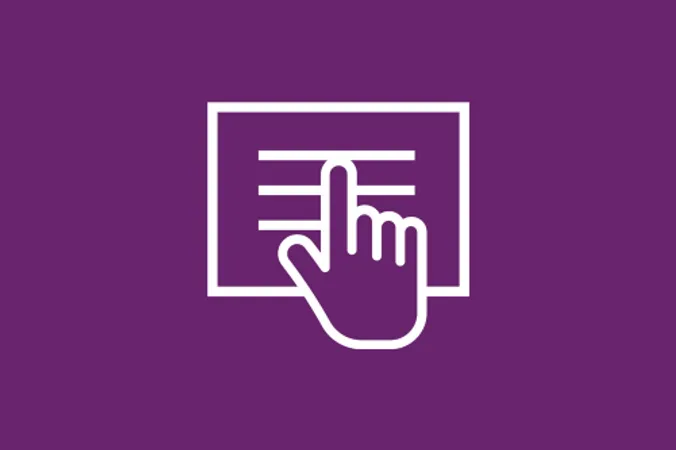 Hand pointing to list icon