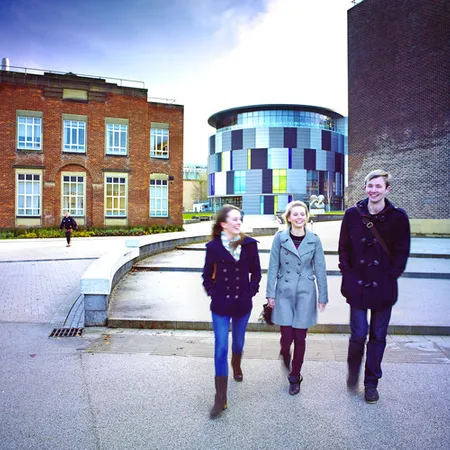 Students walking across the Lower Mountjoy site