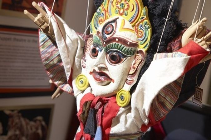 Person dressed in decorative mask and costume