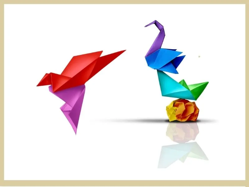 Origami cranes representing organisational change