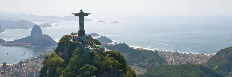 Back view of Christ The Redeemer in Rio de Janeiro, Brazil