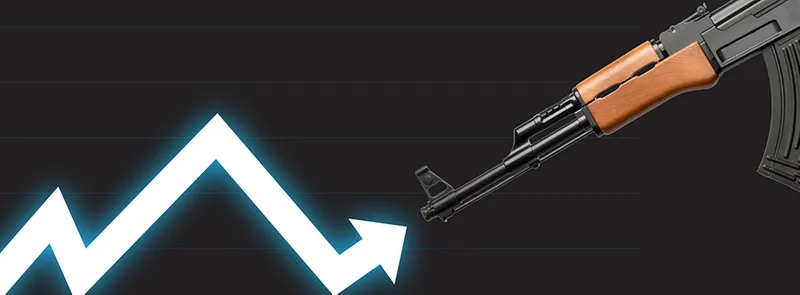 Graph arrow and gun