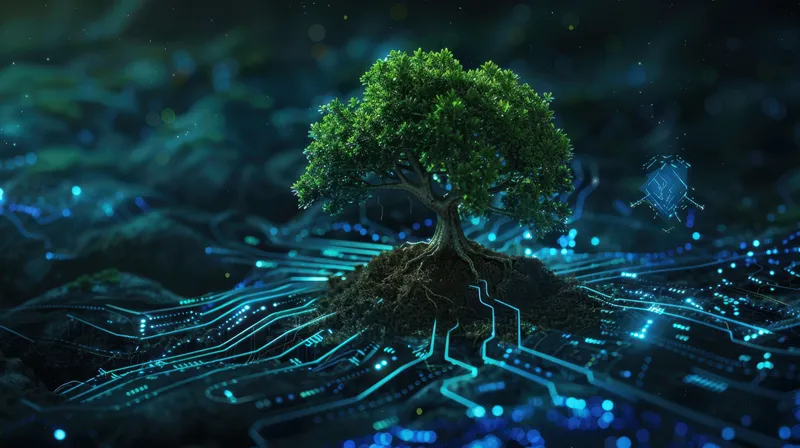 Tree with data connections as roots