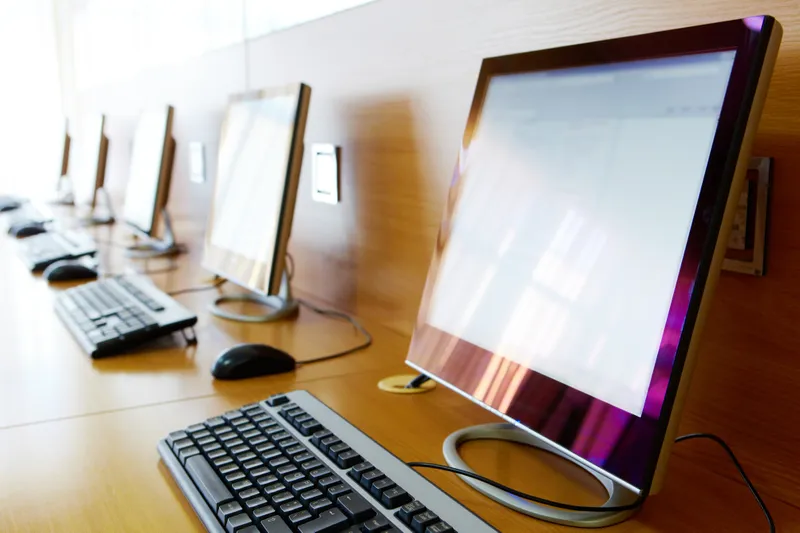 Computer screen and keyboard