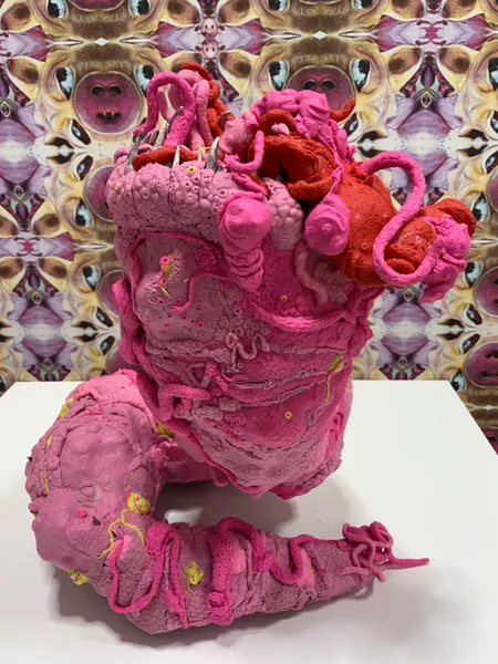 Pink plasticine sculpture called blobby