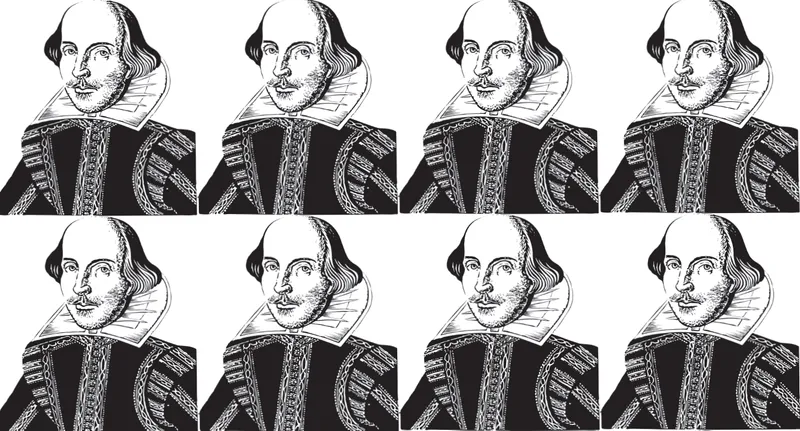Repeat pattern of a portrait of William Shakespeare