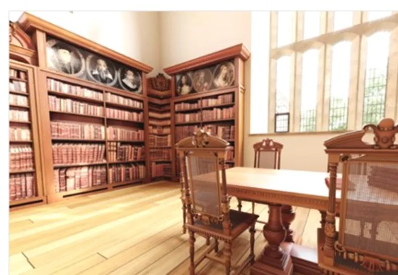 3D digital image of Cosin's library as it would have looked in the 17th century