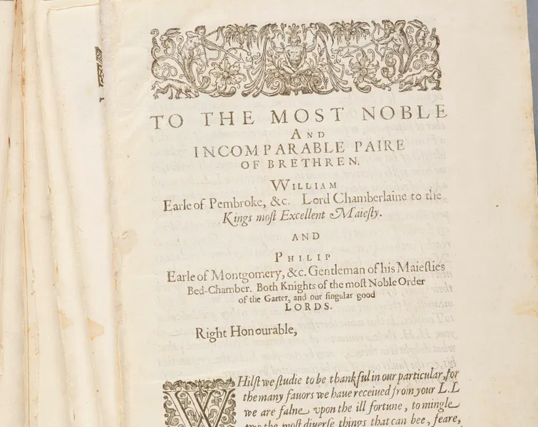 Durham’s First Folio in its vandalised state, missing binding and with its first several leaves either missing or detached.