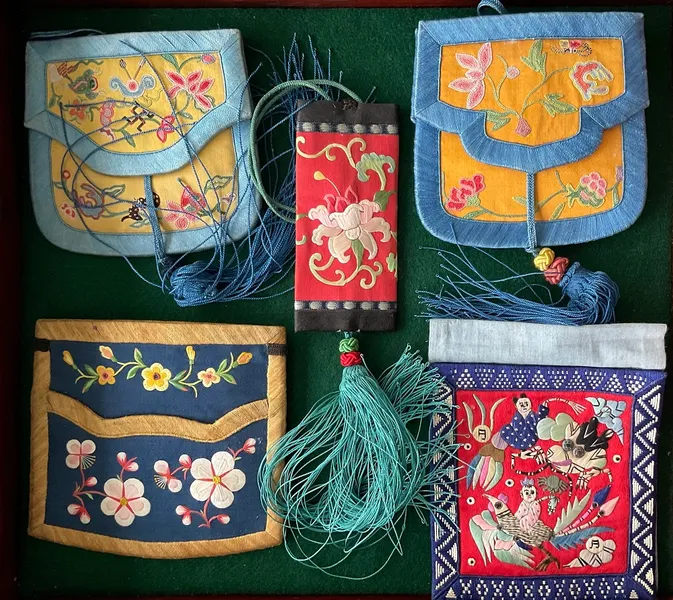 Selection of embroidered Chinese purses