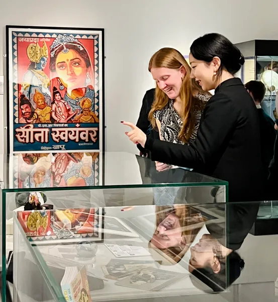 Student exploring Telling Tales exhibition