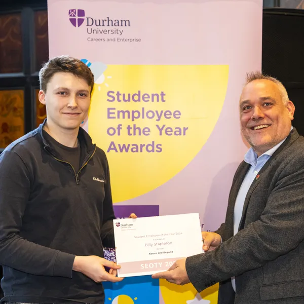 Billy Stapleton collects the Above and Beyond: On Campus Award