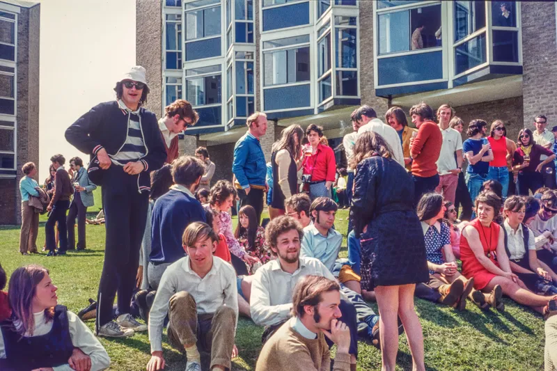Photo of students at Van Mildert College in 1970s