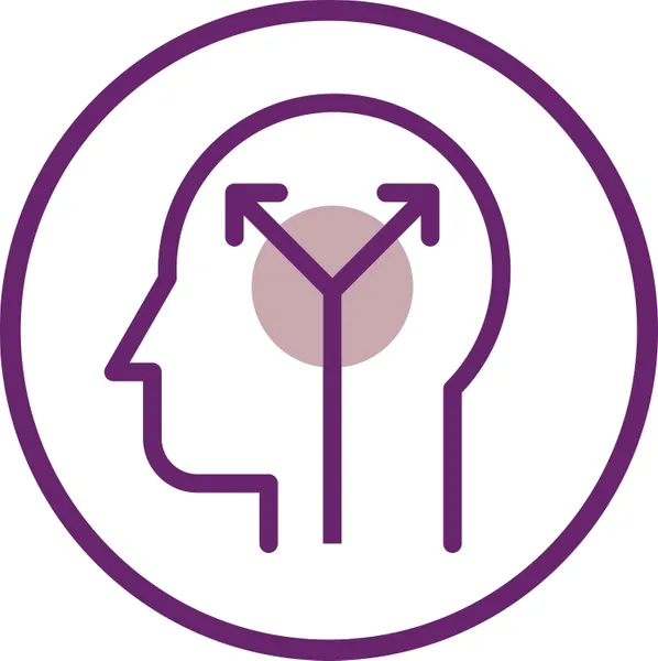 Graduate Attributes are resourceful image icon 7, line drawing of head with arrows