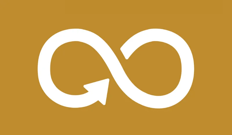 An icon showing an infinity symbol shown as an arrow