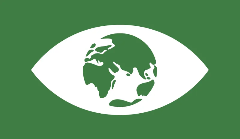 An icon with a globe displayed as a pupil in an eye