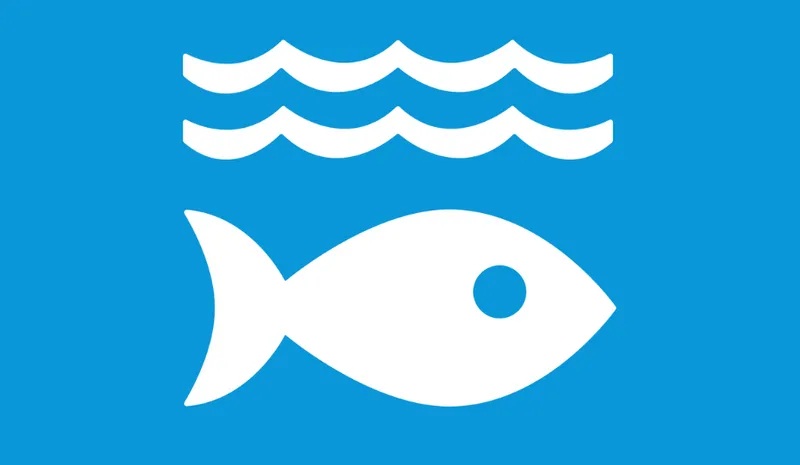 An icon showing a graphic of a fish beneath waves