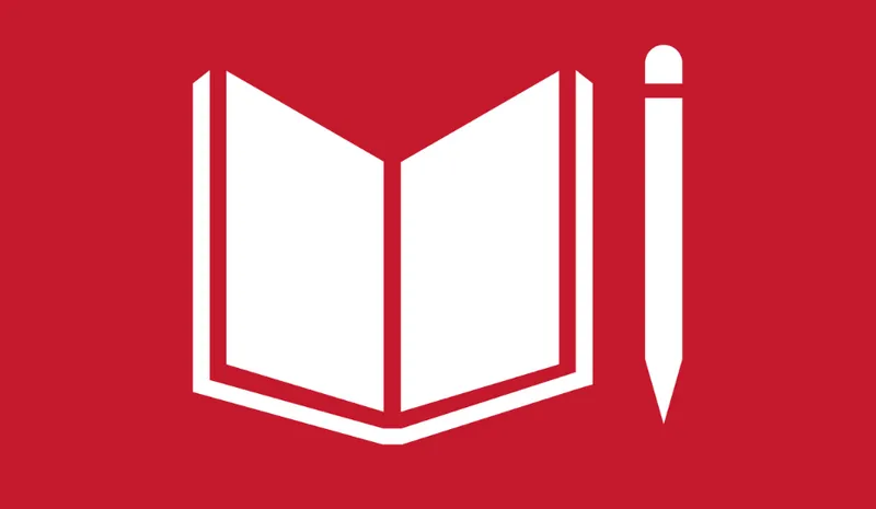 Icon of an open book and pencil
