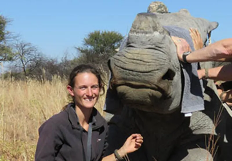 Melissa Dawson with a rhino