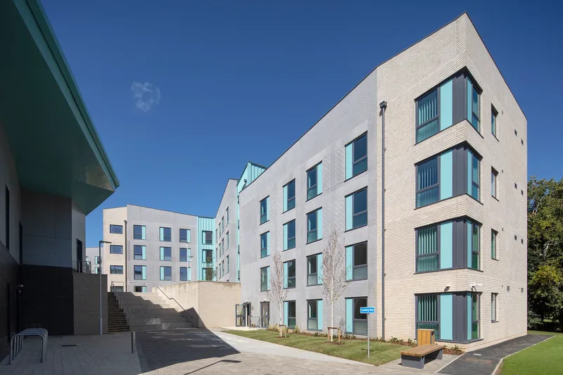 A picture of the external of South College, showing our accommodation blocks.
