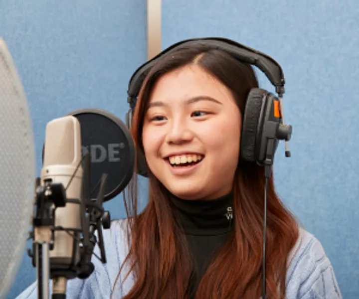 Student making recording