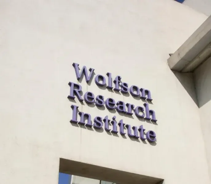 Wolfson Institute Building exterior showing name