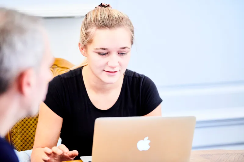 Student working on laptop