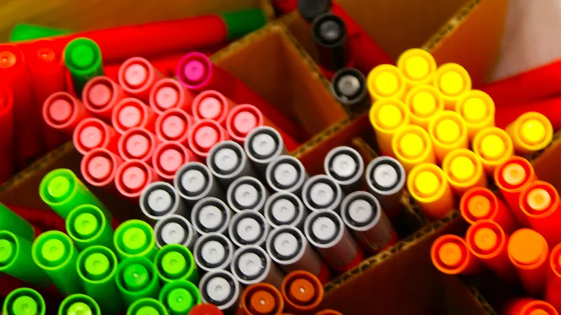 Box of colouring pens