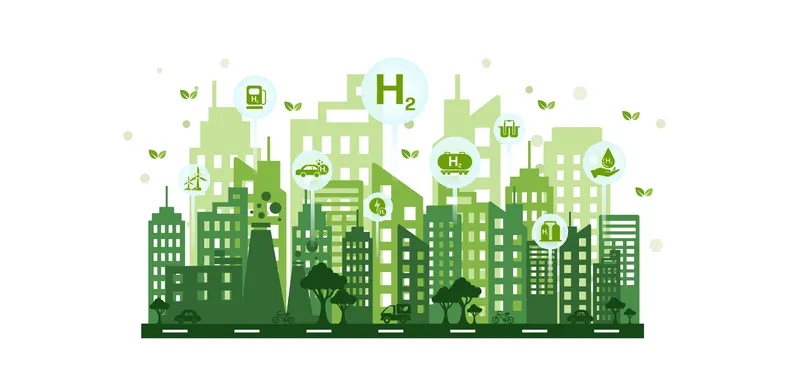 Vector of green hydrogen city