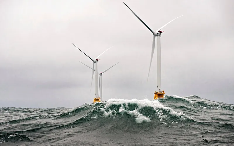 image of wind turbines in the ocean