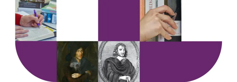 Images of a hand writing with a pen, John Donne, Thomas Middleton and a hand pulling a book from a shelf.